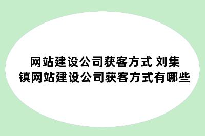 网站建设公司获客方式 刘集镇网站建设公司获客方式有哪些